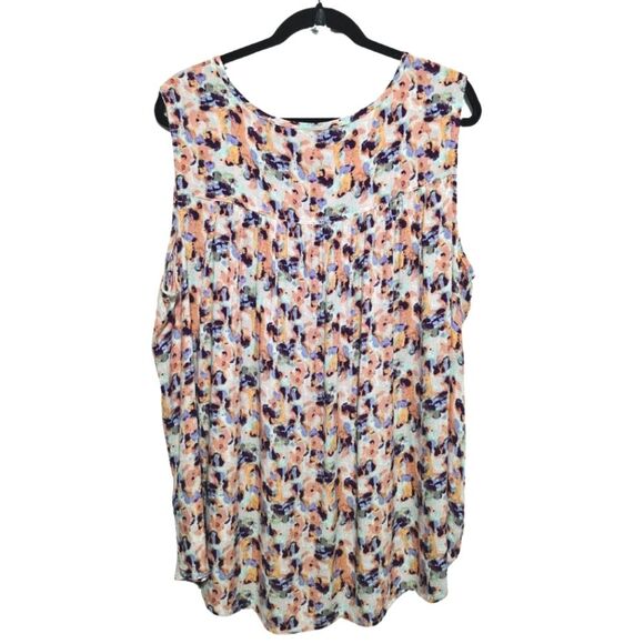 Caffè Marrakesh Feminine Floral Button Down Tank Top Blouse 100% Rayon Size 3X - Picture 2 of 12